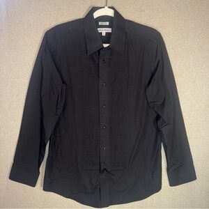 Adam baker size 15 1/2 slim fit black tuxedo pleated shirt